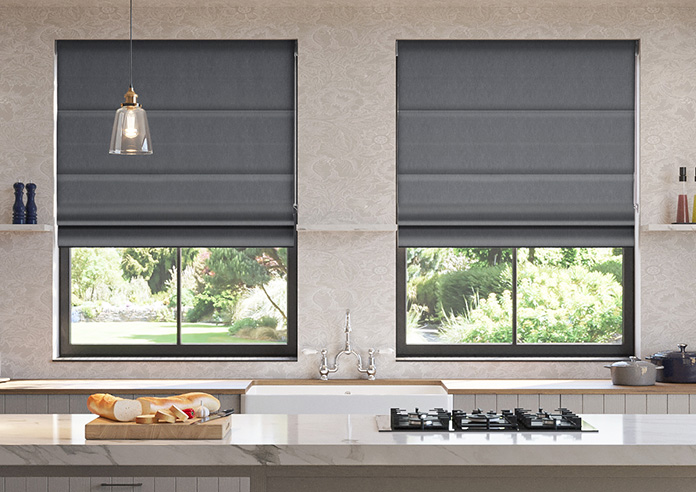 Genoa Faux Silk (Blackout), Night Shimmer - Roman Blind - Image 3